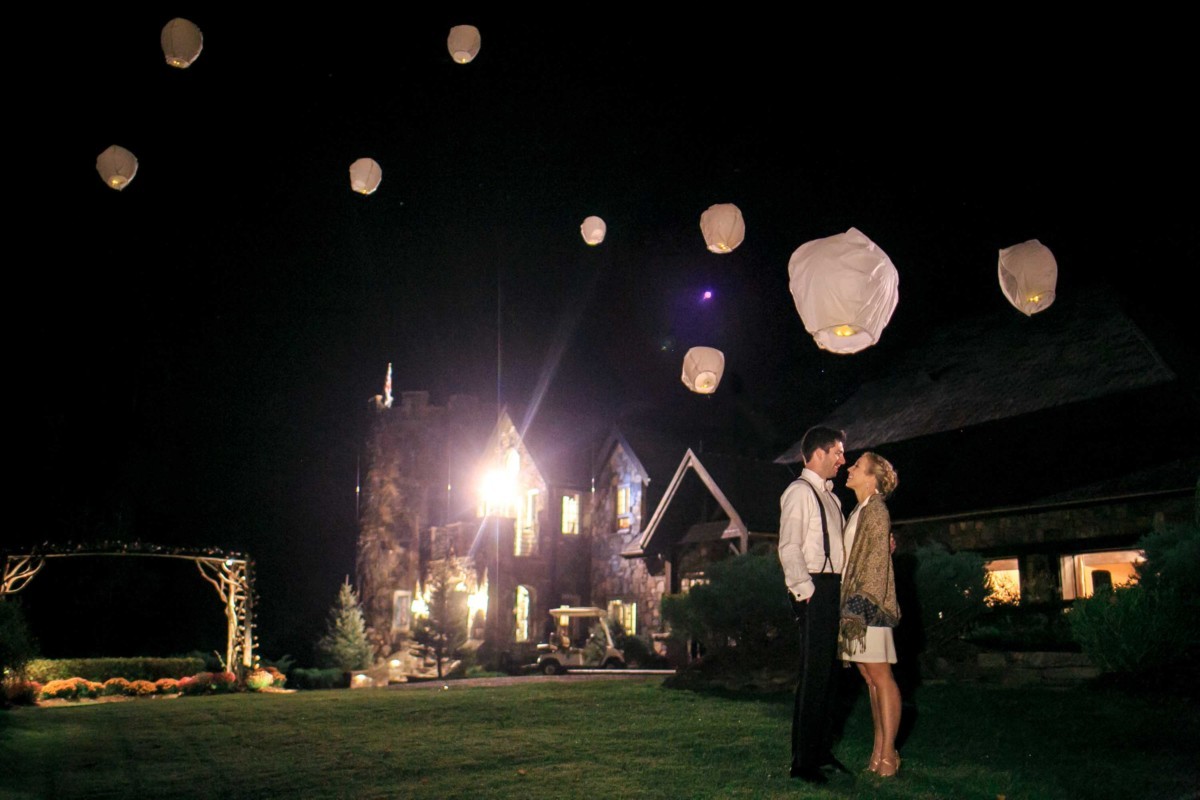 lighted lanterns in the sky